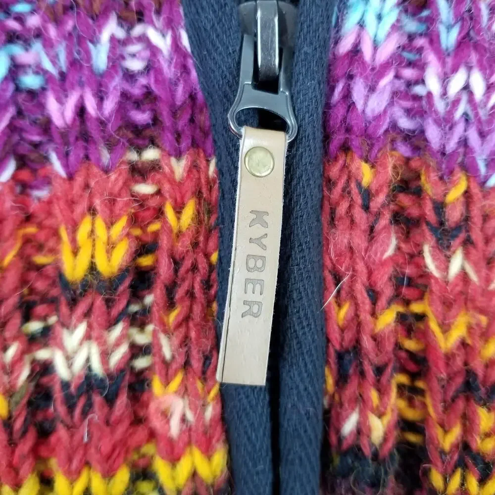 Kyber Outerwear Jacket Womens Large Multicolor Wool Fleece Lined Hooded Full Zip - Picture 4 of 12